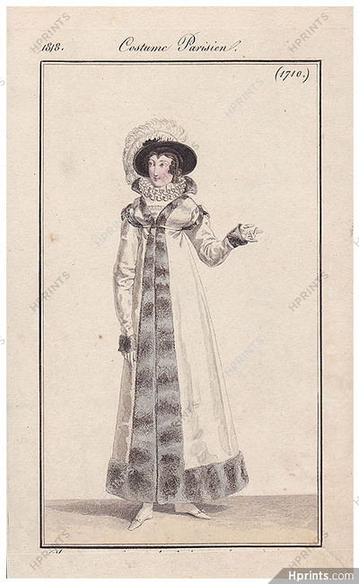 Le Journal des Dames et des Modes 1818 Costume Parisien N°1710