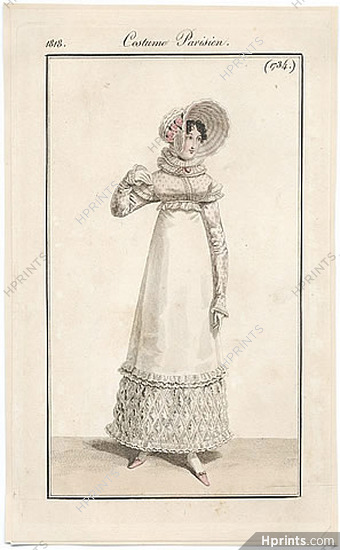 Le Journal des Dames et des Modes 1818 Costume Parisien N°1734