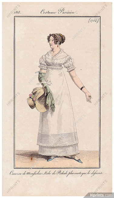 Le Journal des Dames et des Modes 1818 Costume Parisien N°1754