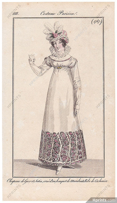 Le Journal des Dames et des Modes 1818 Costume Parisien N°1767