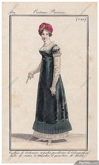 Le Journal des Dames et des Modes 1819 Costume Parisien N°1792