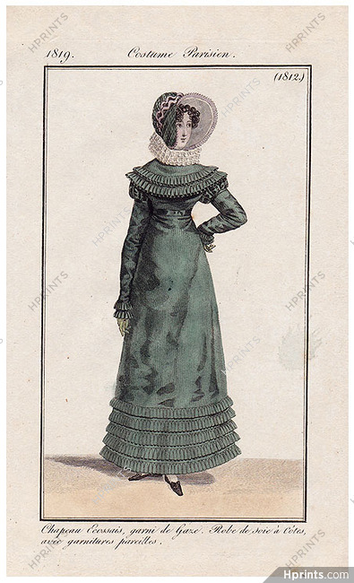 Le Journal des Dames et des Modes 1819 Costume Parisien N°1812