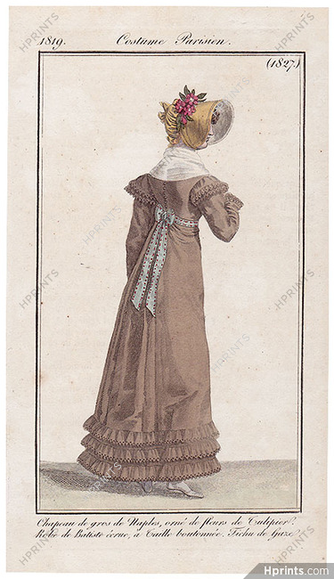 Le Journal des Dames et des Modes 1819 Costume Parisien N°1827