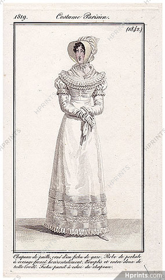Le Journal des Dames et des Modes 1819 Costume Parisien N°1842