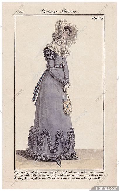 Le Journal des Dames et des Modes 1820 Costume Parisien N°1922
