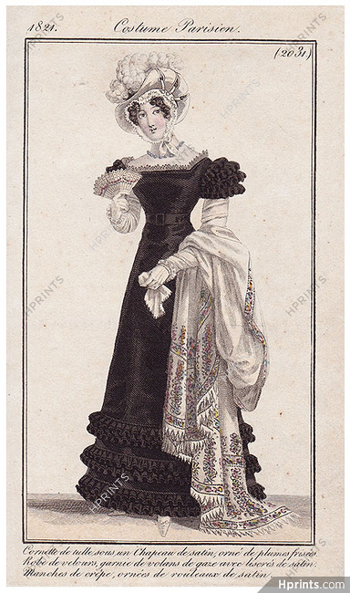 Le Journal des Dames et des Modes 1821 Costume Parisien N°2031