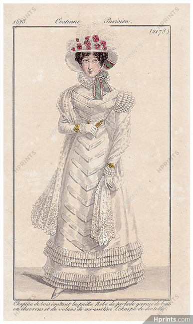 Le Journal des Dames et des Modes 1823 Costume Parisien N°2178