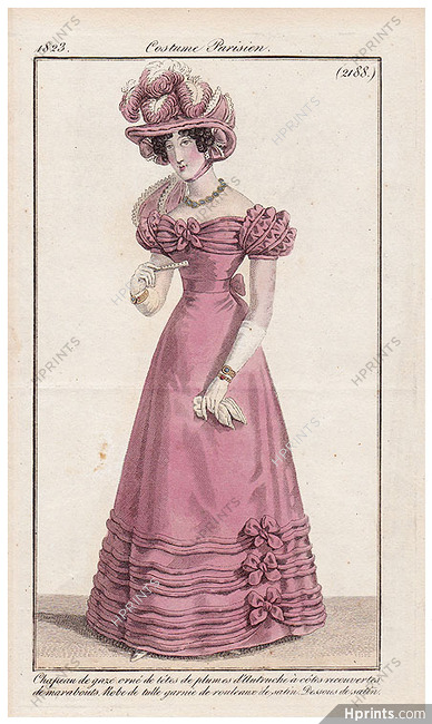 Le Journal des Dames et des Modes 1823 Costume Parisien N°2188