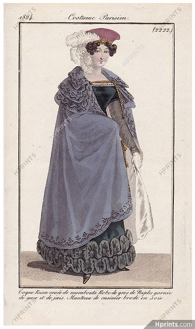 Le Journal des Dames et des Modes 1824 Costume Parisien N°2222