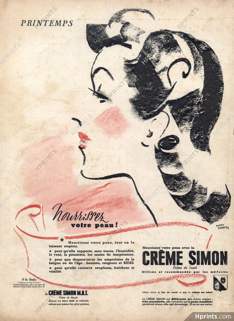 Crème Simon (Cosmetics) 1940 Henri Sjoberg, Hairstyle