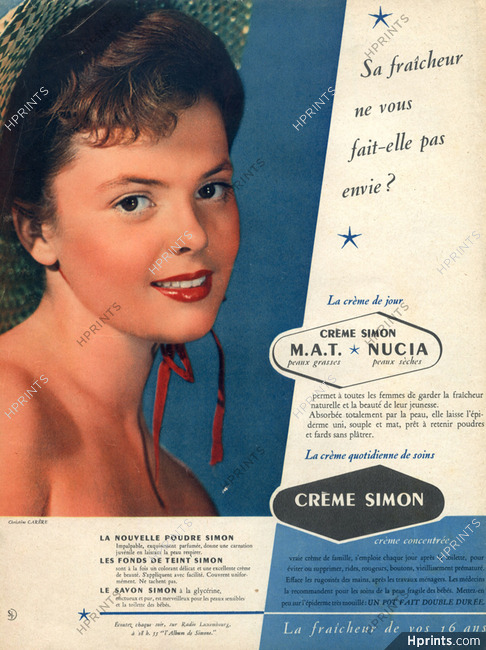 Crème Simon (Cosmetics) 1952 Christine Carere Portrait