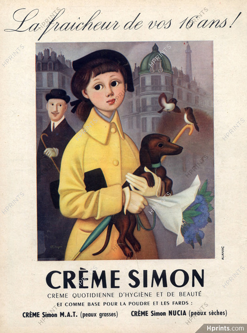 Crème Simon (Cosmetics) 1952 Philippe Noyer, Children, Kids, Dog