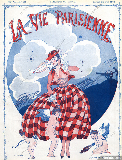 George Barbier 1915 "La Visite au Front" Elegant, Summer Dress