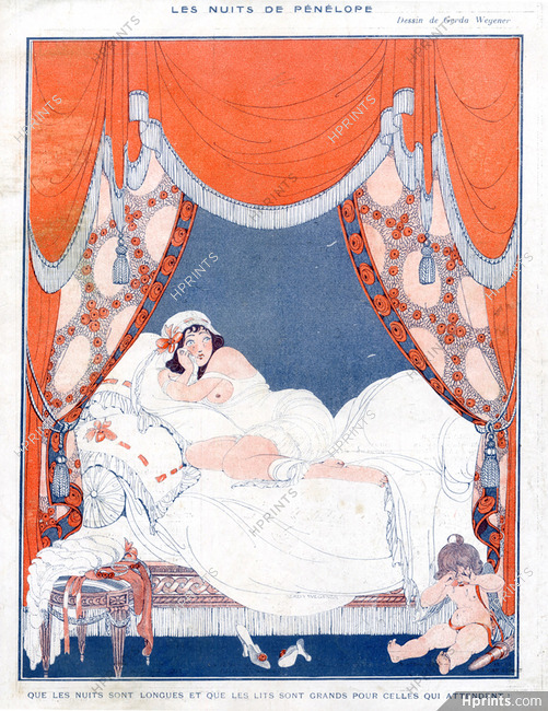 Gerda Wegener 1913 Attractive Girl, Topless, Decorative Art