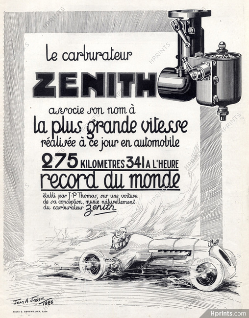 Zenith (Carburetors) 1926 Pilot J.P.Thomas, Jean A.Josse