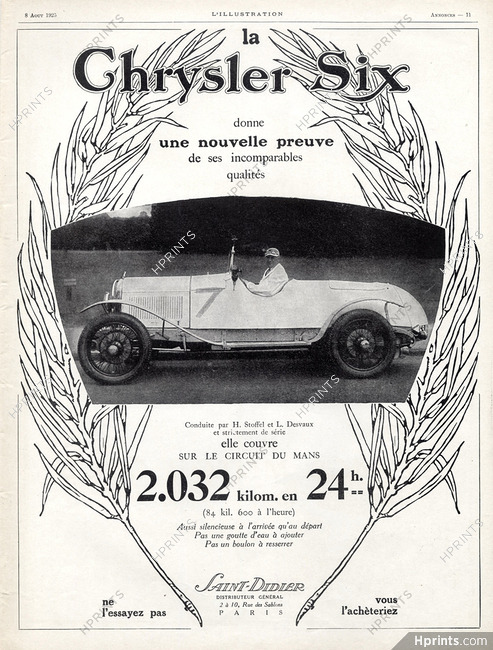 Chrysler (Cars) 1925 Pilots H.Stoffel & L.Desvaux