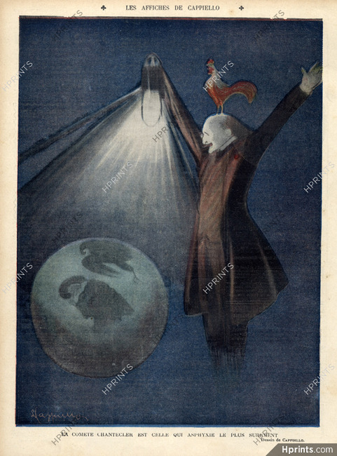 Cappiello 1910 Edmond Rostand Comet Chantecler Cockerel, Rooster