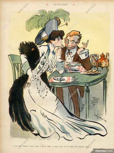 Louis Morin 1909 "Temptation" Elegant Parisienne