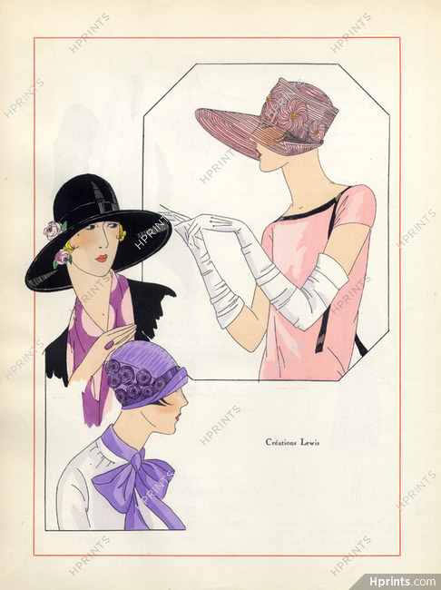 Lewis (Millinery) 1926 Plate from the French art-deco fashion journal "Art Gout Beauté"