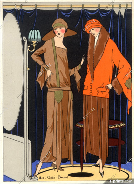 Beer (Couture) 1923 Fashion Illustration, Decorative Arts, Pochoir