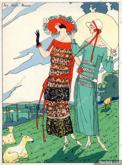 Bernard & Cie & Création Brandt 1923 Summer Dresses, Fashion Illustration, Pochoir