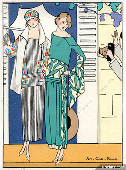 Philippe et Gaston 1923 Fashion Illustration, Pochoir