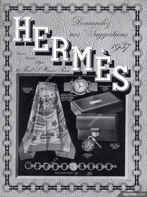 Hermès 1936 Scarf "Jeu des Dames", Watch, Handbag "Pan"