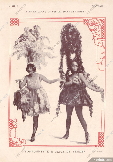 Pomponnette & Alice de Tender 1919 Theatre Costume Feathers