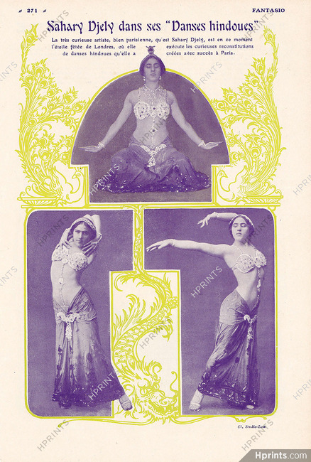 Sahary Djely 1911 ''Danses Hindoues'' Oriental Hindu Dance, Chorus Girl Costume, Cl. Studio-Lux
