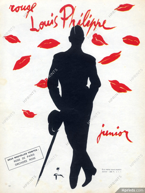 Vintage 1946 Louis Philippe Lipstick Print Ad