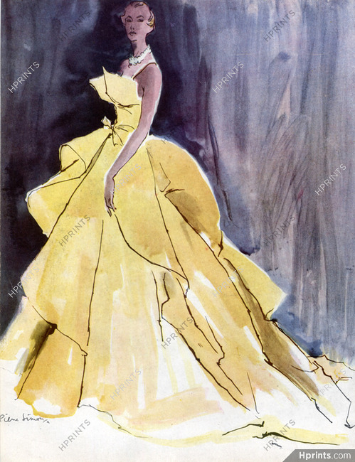 scheuren Enzovoorts sensor Christian Dior 1949 Evening Gown, Fashion Illustration, Pierre