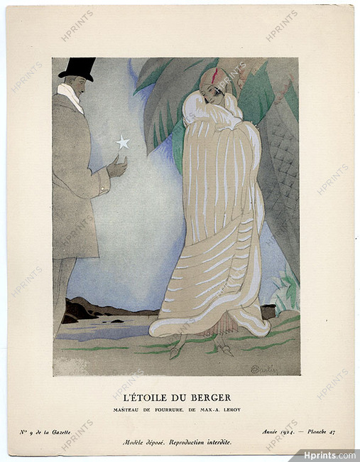 L'Étoile du Berger, 1924 - Charles Martin, Manteau de fourrure, de Max-A. Leroy. La Gazette du Bon Ton, n°9 — Planche 47