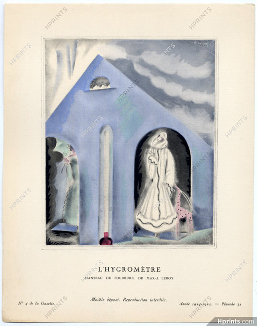 L'Hygromètre, 1924 - Charles Loupot, Manteau de fourrure, de Max-A. Leroy. La Gazette du Bon Ton, 1924-1925 n°4 — Planche 32