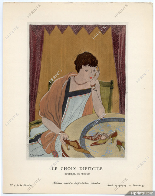 Le Choix Difficile, 1924 - Jean Grangier, Souliers, de Perugia. La Gazette du Bon Ton, 1924-1925 n°4 — Planche 33