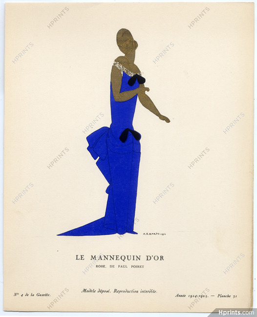 Le Mannequin d'Or, 1924 - A. E. Marty, Robe, de Paul Poiret. La Gazette du Bon Ton, 1924-1925 n°4 — Planche 31