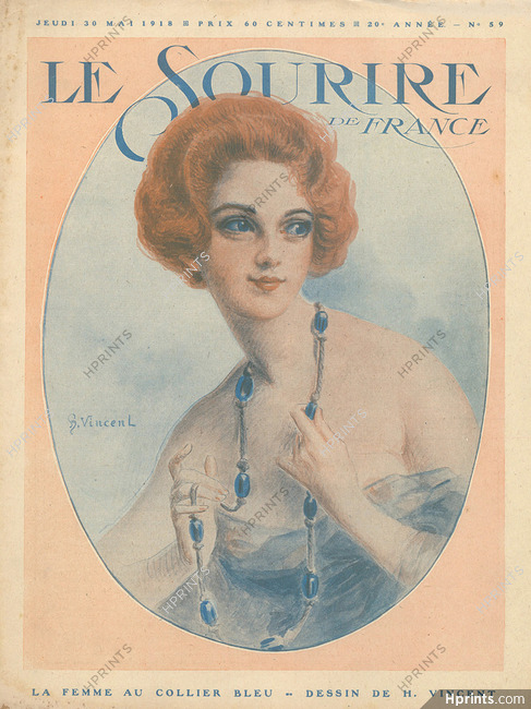 H.Vincent 1918 La Femme au Collier Bleu, Portrait