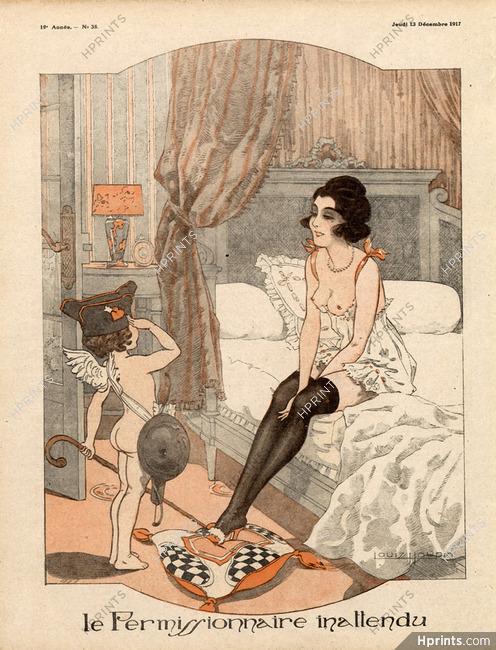 Louis Houpin 1917 Sexy Girl, Angel, Topless