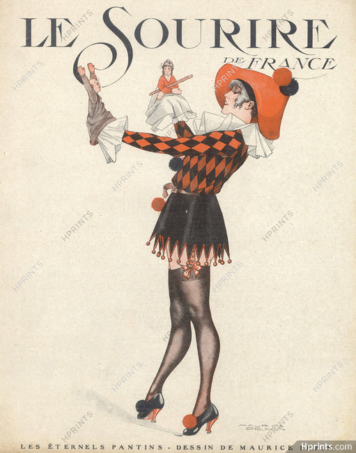 Maurice Pépin 1918 Marionette, Puppet, Harlequin Costume Disguise