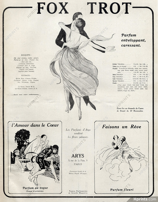 Arys (Perfumes) 1921 Fox Trot, L'Amour dans le Coeur, Faisons un Rêve