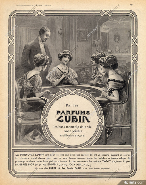 Lubin (Perfumes) 1913 Playing Cards, Elegants, Art Nouveau Style