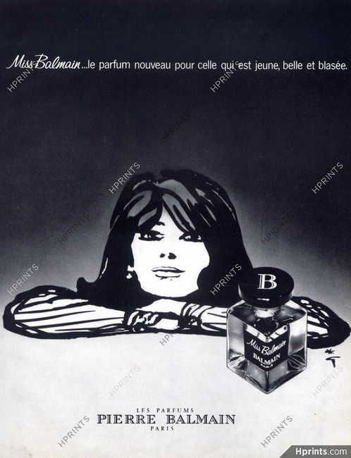 Pierre Balmain (Perfumes) 1970 Miss Balmain, René Gruau