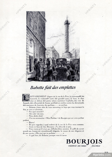 Bourjois (Perfumes) 1925 Babette fait des Emplettes, Sidney Martin, Place Vendôme