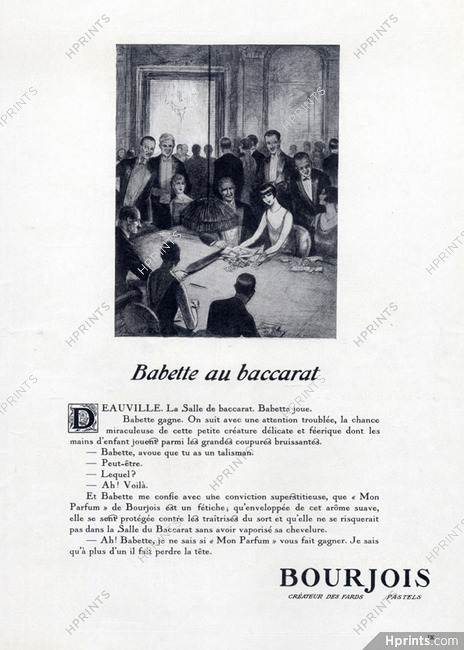 Bourjois 1925 Babette au Baccarat, Sidney Martin, Casino, Gambling Deauville
