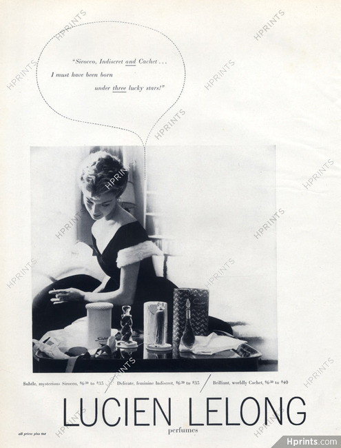 Lucien Lelong (Perfumes) 1951 Indiscret, Sirocco, Cachet