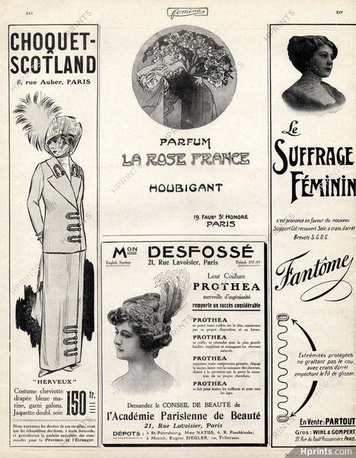 Houbigant (Perfumes) & Ets Desfossé (Hairpiece) 1912 Alfons Mucha