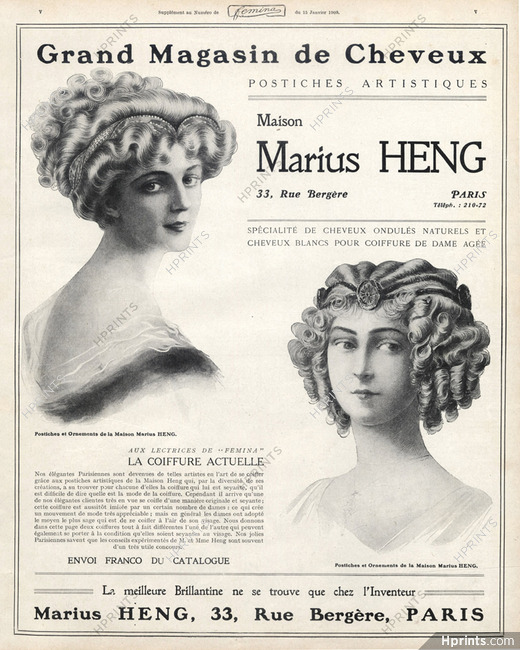 Marius Heng (Hairstyle) 1909 Artistic Hairpieces, Wig