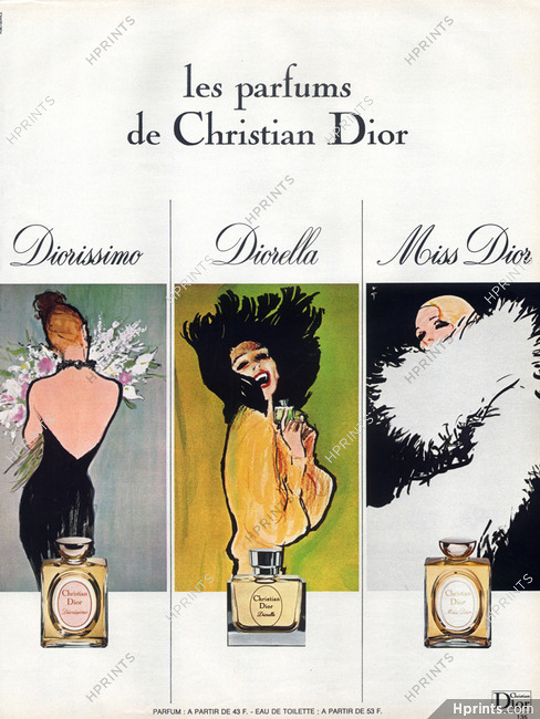 Christian Dior (Perfumes) 1974 Diorissimo, Diorella, Miss Dior, Gruau