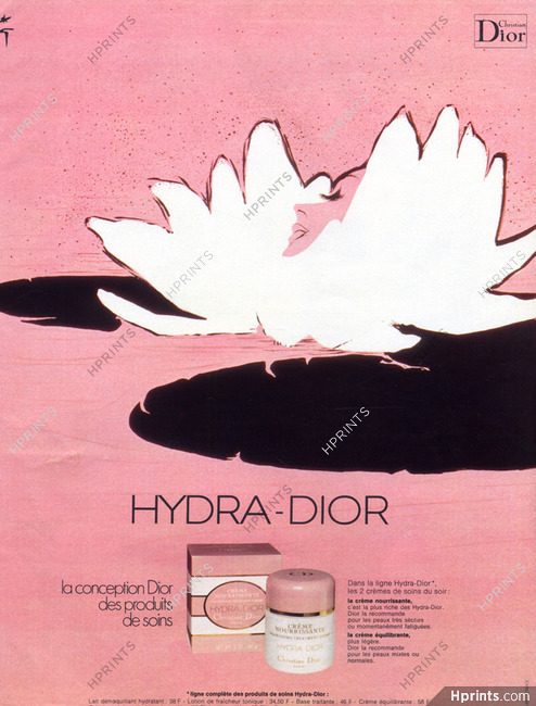 Christian Dior 1974 René Gruau, Water Lily, Nénuphar, Hydra-Dior