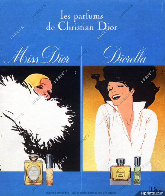Christian Dior (Perfumes) 1975 Miss Dior, Diorella, René Gruau