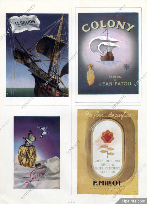 Le Galion, Jean Patou, Sauzé, Millot 1942 Perfumes